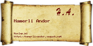 Hamerli Andor névjegykártya